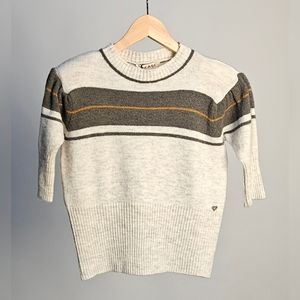 New! Please Brand Made in Italy Short Sleeve Sweater Oatmeal Heather Size Medium